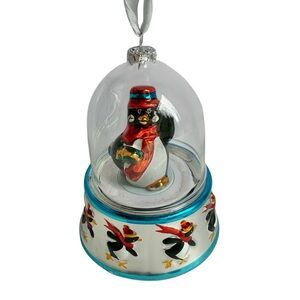 Mr Christmas Porcelain Penguin Snow Globe Musical Wind Up Ornament